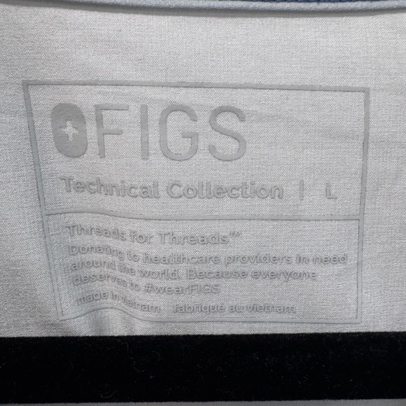 FIGS Technical Collection Scrub Top Ombre Blue Grey V Neck Short Sleeve Large - Picture 4 of 5